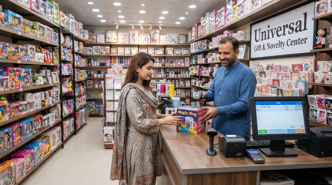 A gift shop owner billing small items on onlinePOS